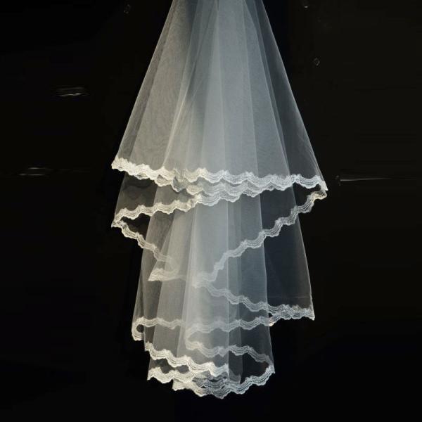 Embroidery lace with bead Ivory/White Bridal Veil with Rhinstone Wedding Accessories
