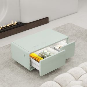 Quality Chic Tempered Glass Top Coffee Table with Built-in Refrigerator and Wireless Charging for sale