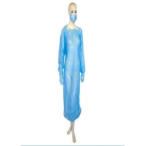 Water / Dust Repellent Disposable Plastic Aprons Unisex With Long Sleeves