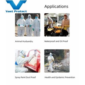 PP PE 55GSM Hooded Disposable Protective White Tyvek 400 Coveralls with