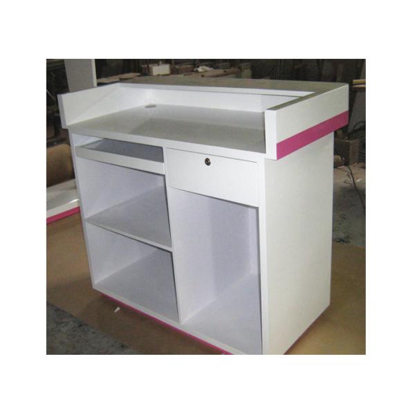 Modern Style Cash Wrap Counter With Drawer , White Retail Store Checkout Counters