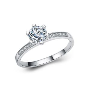 China Women Brilliant Cubic Zircon Sterling Silver Engagement Ring (RE118) on sale