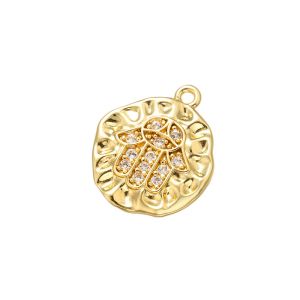 Plating 18K Gold Pendant Zircon Evil Eye Hand Charm OEM