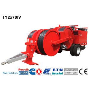 China Transmission Line Stringing Equipment 2x70KN Hydraulic Wheel Tensioner on sale