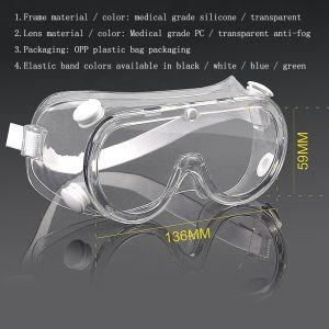 Plastic Disposable Safety Goggles Anti Fog Transparent Side Shield