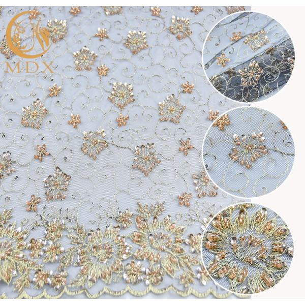 Buy Nigerian Sparkling Sequin Lace Fabric Handmade Sewing Embroidered at wholesale prices