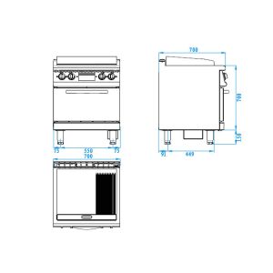 304 / 201 Stainless Steel Commercial Induction Griddle Cookware With Oven