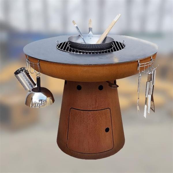 Buy Outdoor Cooking Barbecue Wood Burning Corten Steel Fireplace Charcoal Grill at wholesale prices