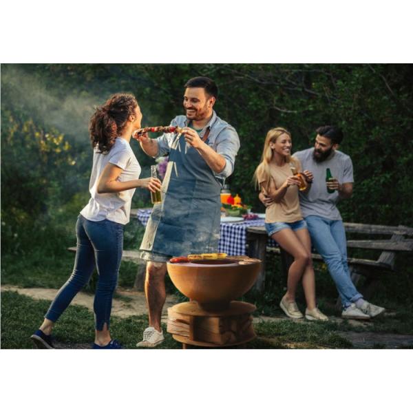 Half Ball Rusty Barbecue Corten Steel BBQ Grill Wood Burning