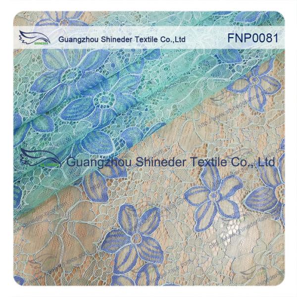 Buy Polyster Nylon Lace Fabric of Mint Green with  Pattern Floral at wholesale prices