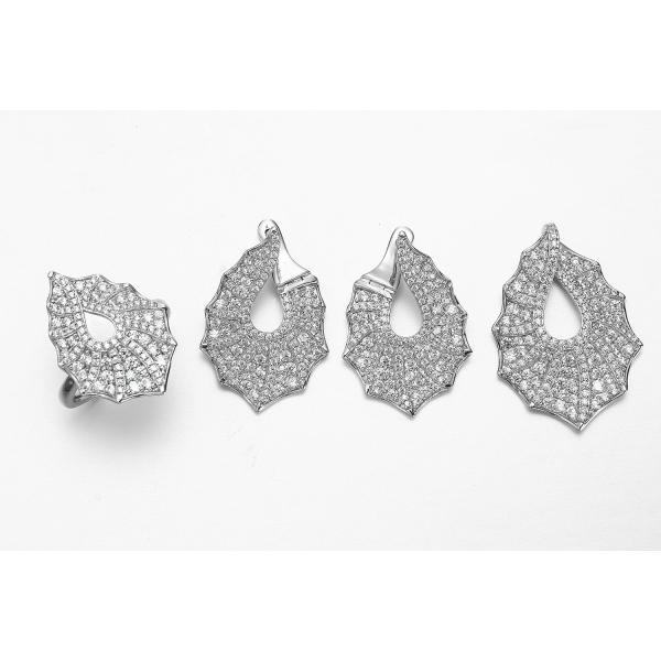 Bridal Earrings 925 Silver CZ Earrings Bling and Chic Bridal Earrigns Fan Shaped