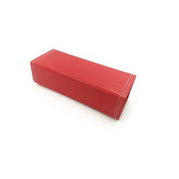 Buy Red Leather Foldable Handmade Sunglasses Case Logo Can Be Customized at wholesale prices