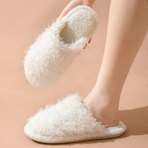 Colorful Fluffy Upper Women's Indoor Slippers Warm Comfy Memory Foam House Slippers
