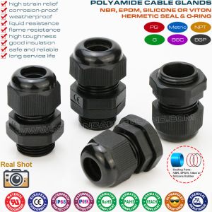 China Nylon IP68 Submersible Cable Glands, Plastic Adjustable Cord Grips Waterproof Connectors with BSC & BSP Threads on sale