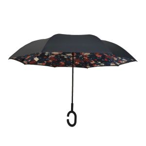 China 21inch Pongee Double Layer Inverted Umbrella With C Handle on sale