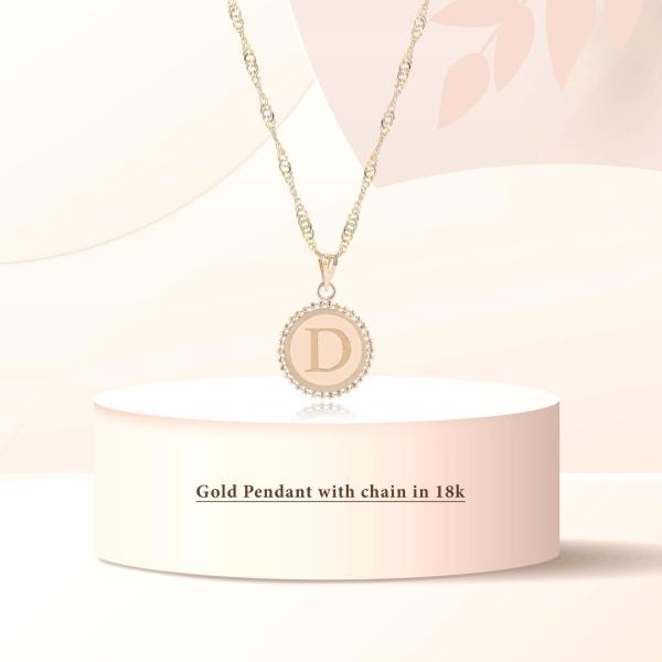 18K Gold ‘D’ Pendant Necklac