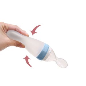 Phthalate BPA Latex Free Silicone Baby Teether Spoon Feeding Bottle Medium Flow