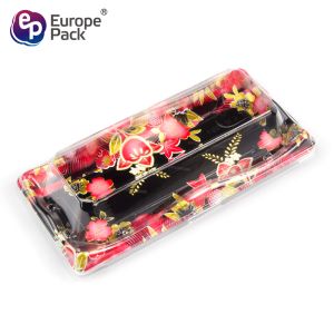 High quality rectangle plastic disposable fondue sushi tray with lid