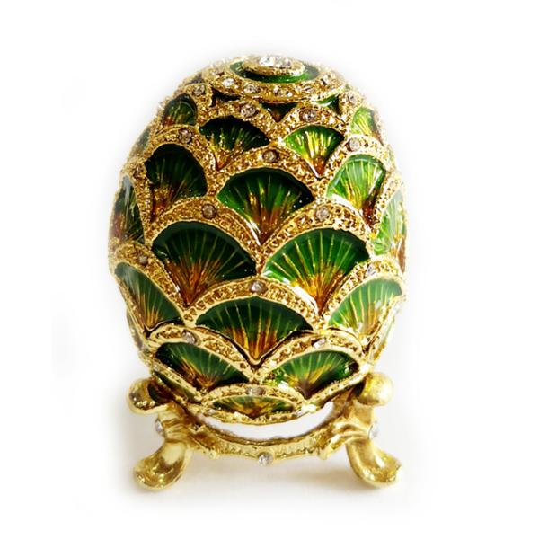 Vintage Trinket Box Faberge Egg Jewelry Box Antique Engraved Easter Egg Jewerly Box Trinket Box Hinged Ring Holder