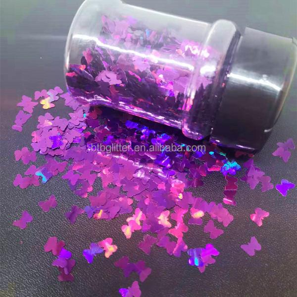 Rainbow Glitter Clutches Shaped Rainbow Polyester Sequin Material Shaped Flying Butterfly for Nail Art Body Face Craft