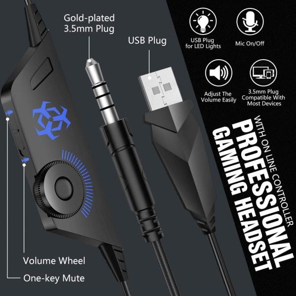 hunterspider v4 2.2kohm Bass Gaming Headset With LED Light