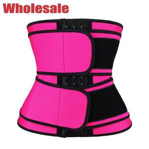 100 Latex Double Abdominal Belt Double Band Waist Trainer 3 Layer Hooks