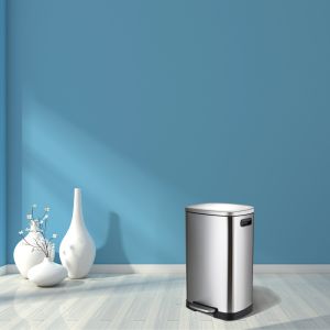 Quality 50L Stainless Steel Step Trash Can Free Logo Print for sale