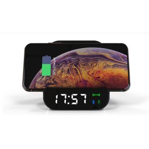 Amazon Hot Selling 10W QI Wireless Charger With Clock Function BT speaker built