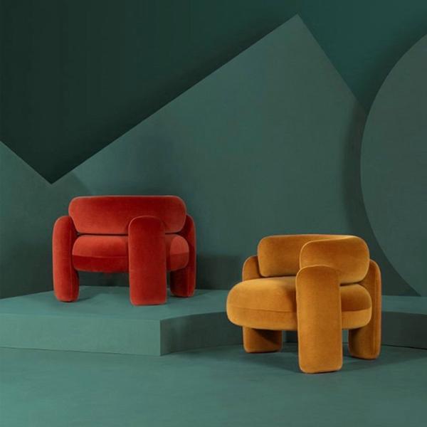 Durable N Folded Hotel Lobby Furniture Curved Single Leisure Chair