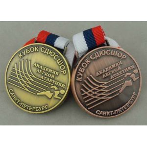 Zinc Alloy Russia Running Medal , Antique Copper Plating Ribbon Medals