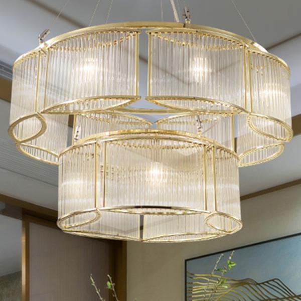 110lm/W Hotel Staircase E14 Crystal Pendant Light Height 600mm