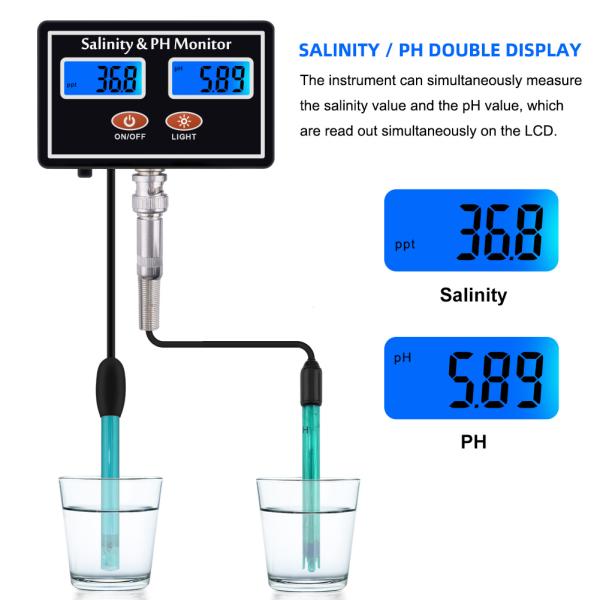 DC6V Seawater 2 In 1 Aquarium Salinity Digital PH Meter