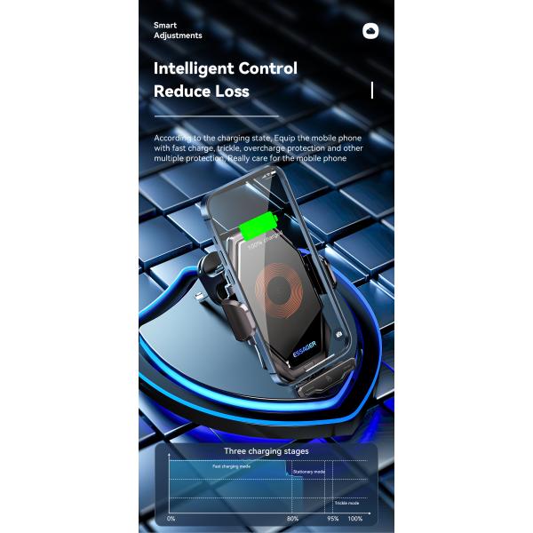 Essager 2023 Pilot 15W Wireless Car Phone Holder High Power 360 Free Rotation Fast Wireless Charging Car