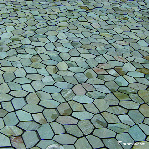 Natural stone Beige Yellow Meshed Back Slate Flagstone Pavers Abrasion Resistance Anti - Skid