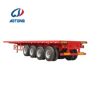 China Mechanical/Air Suspension 3 Axle Flatbed Semi Trailer for Shipping Container Transport on sale