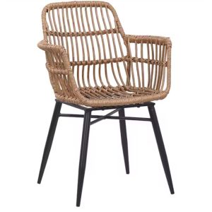American style Courtyard Stacking Hotel Aluminum Frames Rattan Wicker Restaurant