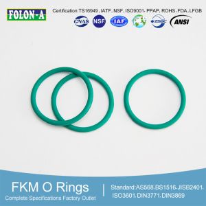 Green FKM O Rings 70 - 90 Hardness Heat Oxidation Resistance