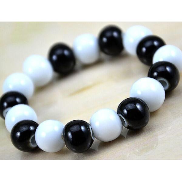 Buy Black and white ceramic jewelry national wind porcelain beads bracelet fashion simple at wholesale prices