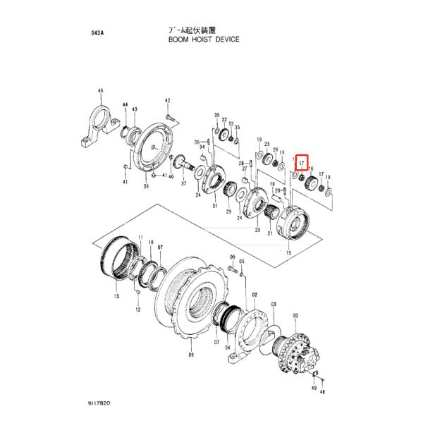 EX200-2 2028213 Hitachi Planetary Gear Parts Travel Gearbox 1st Sun Gear