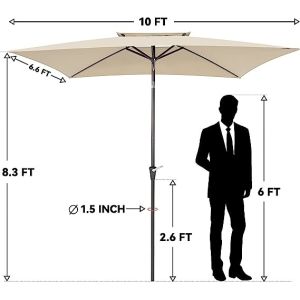 Patio Umbrellas 9' Light Beige, Outdoor Umbrella Market Table Umbrellas with