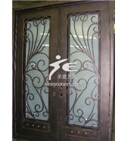 China Square Top Wrought  Iron Double Door SE Iron Doors on sale