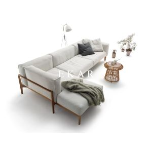 Italian Solid Wood Red Genuine Leather Sofa Set