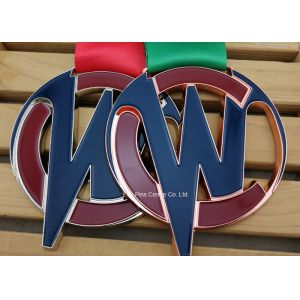 Personalized Ribbon Awards Medals Die Casting Soft Enamel Inner Cut