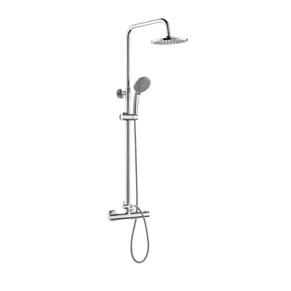 Modern Thermostatic Shower Column Set 97cm-130cm Round Shower Head Wall Mounted