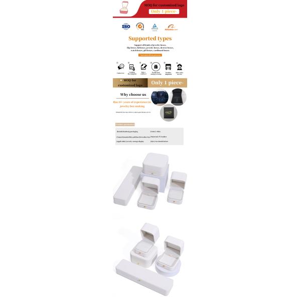 Thick Sponge Silk Necklace Leather Jewelry Box with Custom Logo Rectangle Shape Design