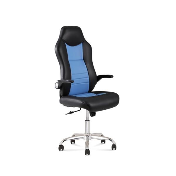 White Leather Gaming Swivel Chairs Chromeds Led 3D Paddle Shift BIFMA