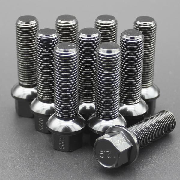 Grade 12.9 R14 Extended Lug Bolt Shank 42mm For Audi & Mercedes Dual Coating Black Finish