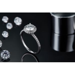 925 Sterling Silver Jewelry Diamond Moissanite Engagement Rings Round Shaped