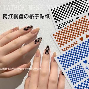 Checkerboard Classic Plaid Klein Blue Nail Stickers with Adhesive Backing