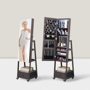 China Modern Full Length Mirror Jewelry Cabinet with LED Lighting on sale